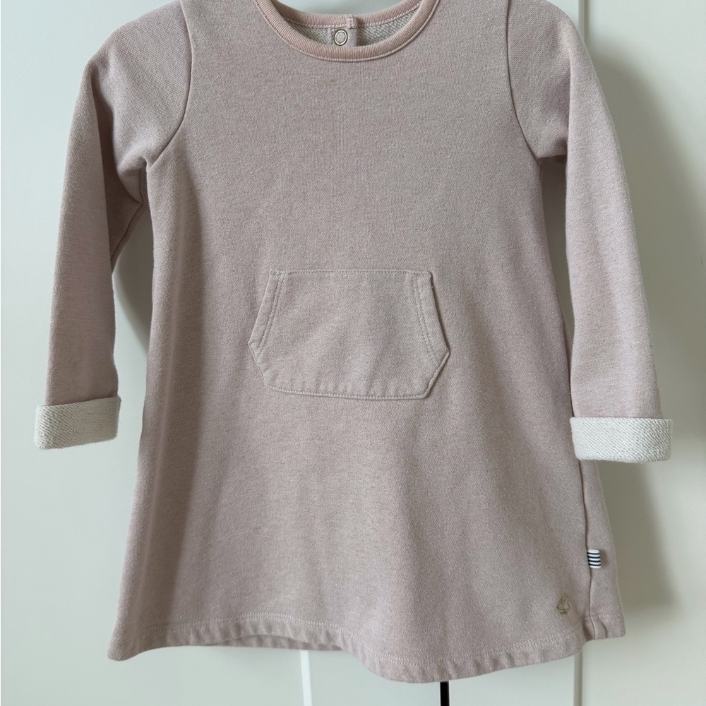 Petit Bateau Kids Long Sleeve Pocket Dress - Blush Pink